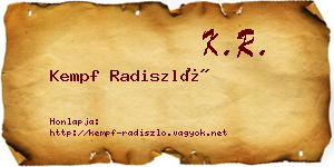 Kempf Radiszló névjegykártya
